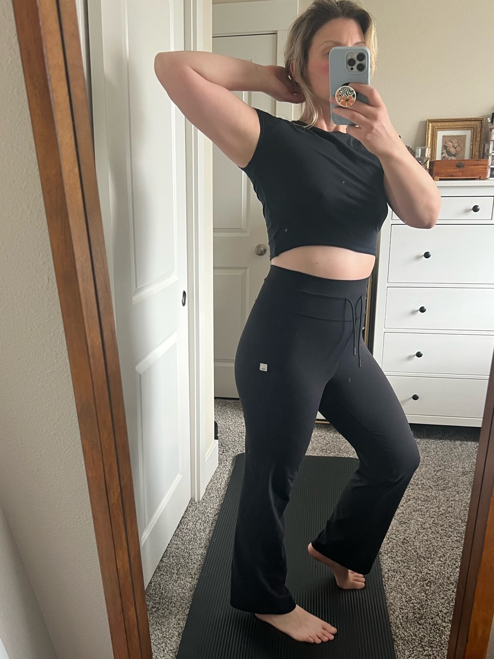Vuori Black Drawstring Flared High Waist Pants